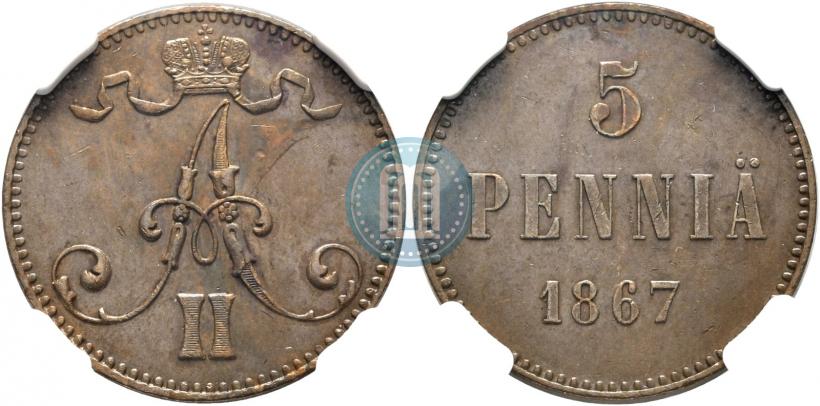 Picture 5 pennia 1867 year  