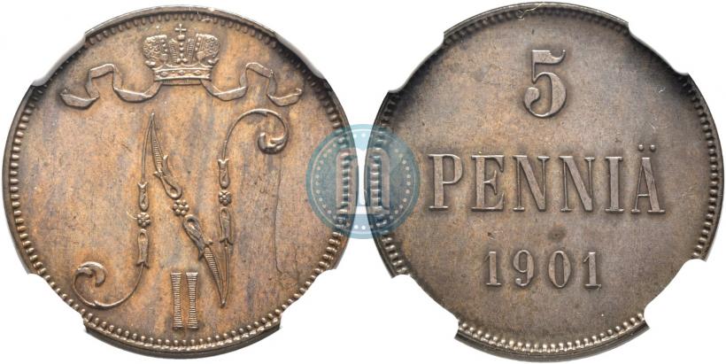 Picture 5 pennia 1901 year  