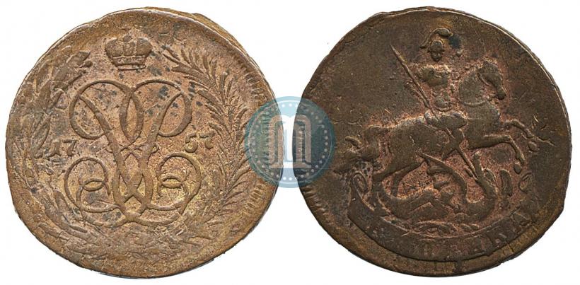 Picture 1 kopeck 1757 year  