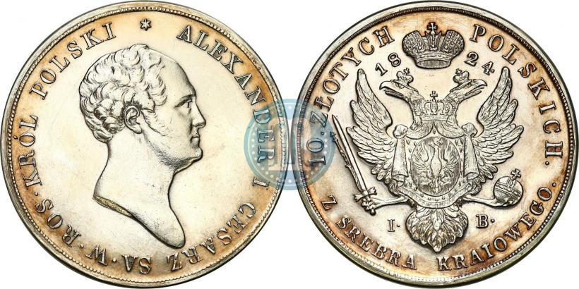 Picture 10 złotych 1824 year IB 