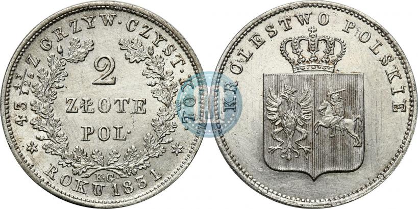 Picture 2 złote 1831 year KG "Polish uprising"