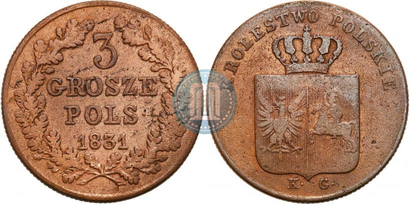 Picture 3 grosze 1831 year KG "Polish uprising"