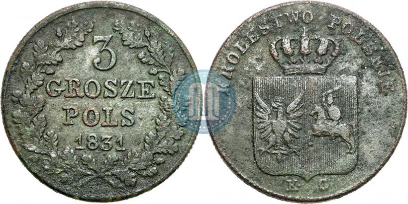 Picture 3 grosze 1831 year KG "Polish uprising"