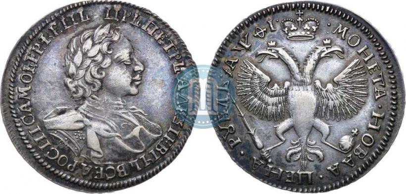 Фото 1 рубль 1719 года OK "Портрет в латах"