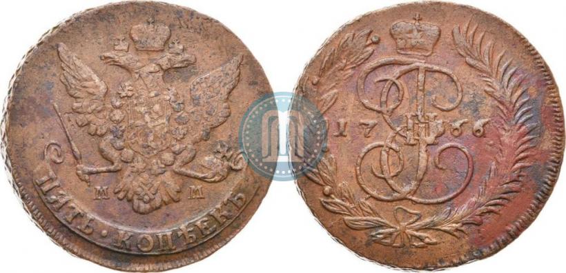 Picture 5 kopecks 1766 year ММ 