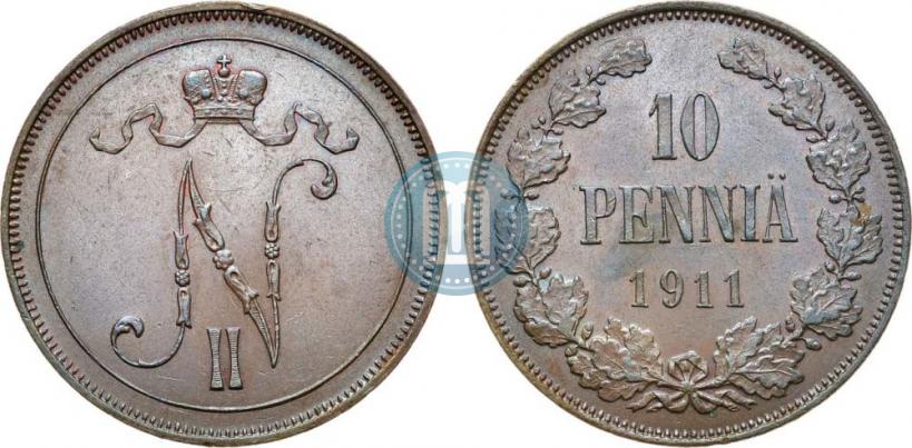 Picture 10 pennia 1911 year  