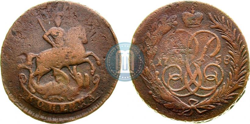 Picture 1 kopeck 1758 year  
