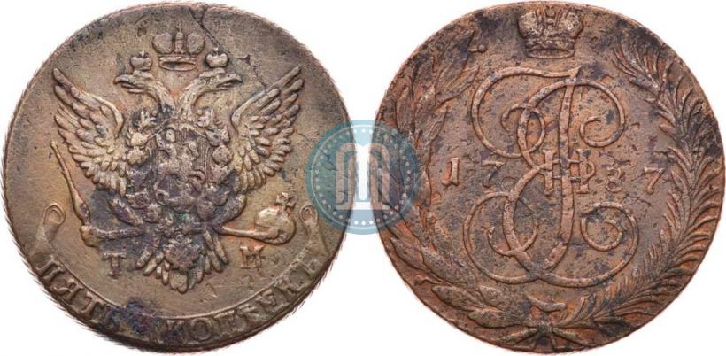 Picture 5 kopecks 1787 year ТМ 