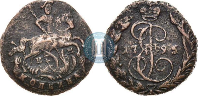 Picture 1 kopeck 1795 year ЕМ 