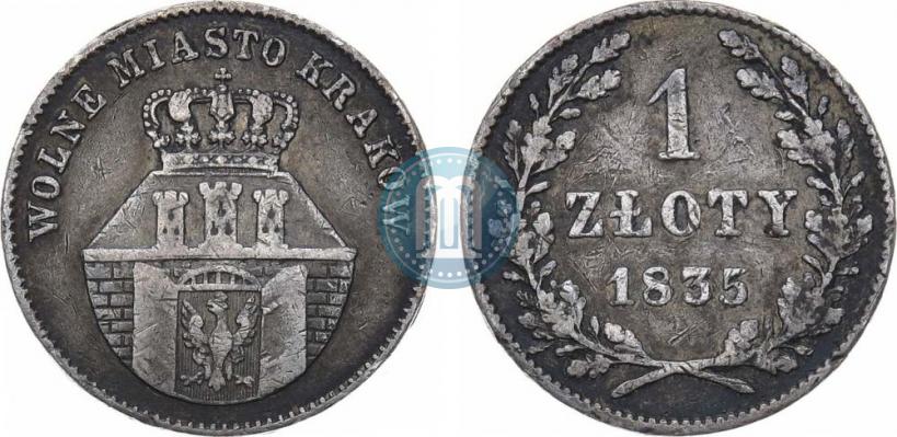 Picture 1 złoty 1835 year  "Free city of Kraków"