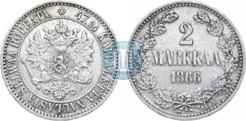 Picture 2 markkaa 1866 year S 