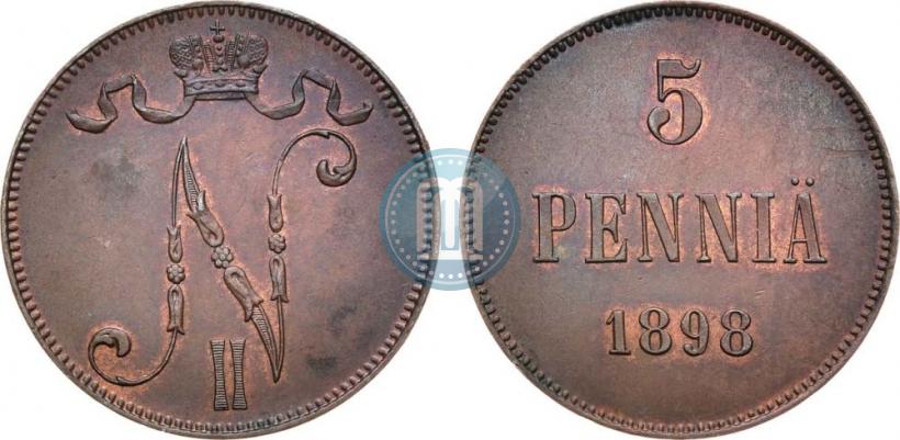 Picture 5 pennia 1898 year  