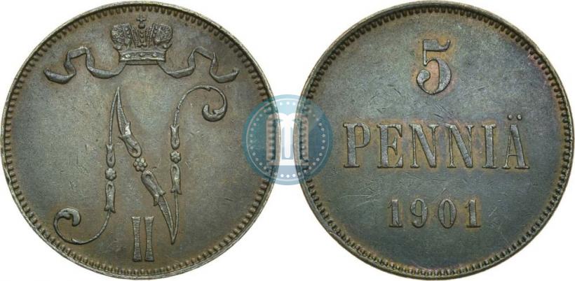Picture 5 pennia 1901 year  