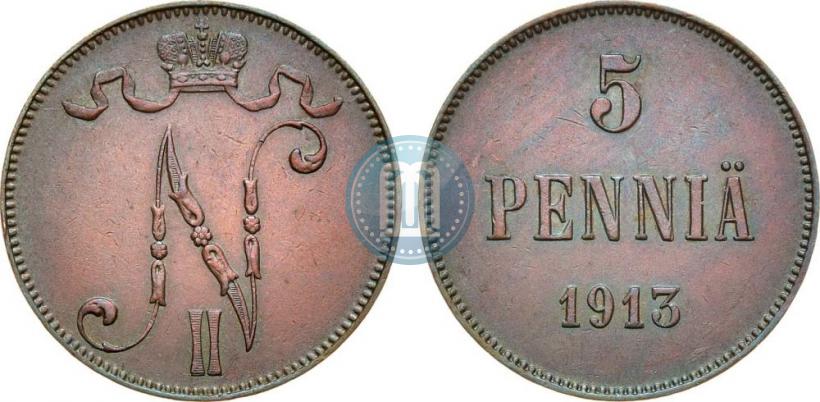 Picture 5 pennia 1913 year  