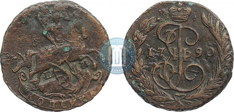 Picture 1 kopeck 1790 year ЕМ 