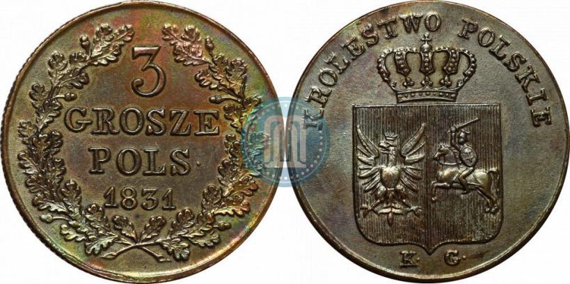 Picture 3 grosze 1831 year KG "Polish uprising"