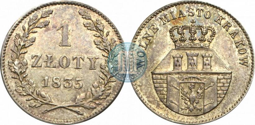 Picture 1 złoty 1835 year  "Free city of Kraków"