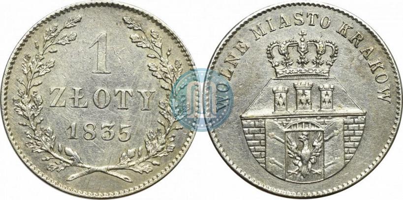 Picture 1 złoty 1835 year  "Free city of Kraków"