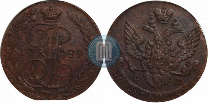 Picture 5 kopecks 1789 year ЕМ 