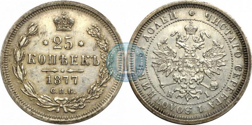 Фото 25 копеек 1877 года СПБ-НФ 