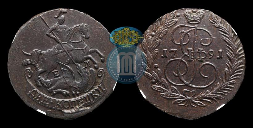 Picture 2 kopecks 1791 year ЕМ 