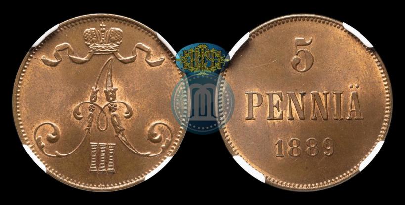 Фото 5 пенни 1889 года  