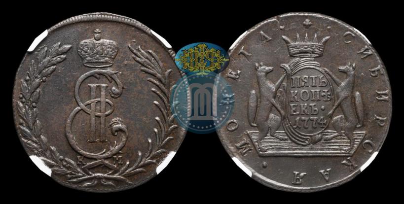 Фото 5 копеек 1774 года КМ 