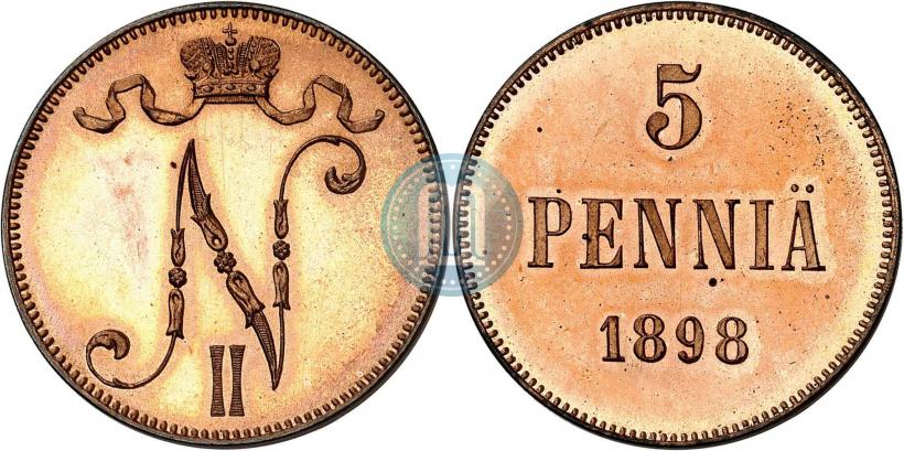 Фото 5 пенни 1898 года  