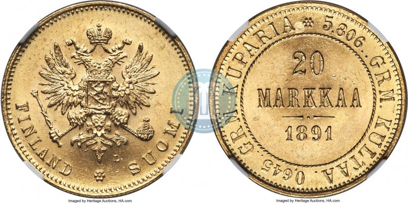 Picture 20 markkaa 1891 year L 