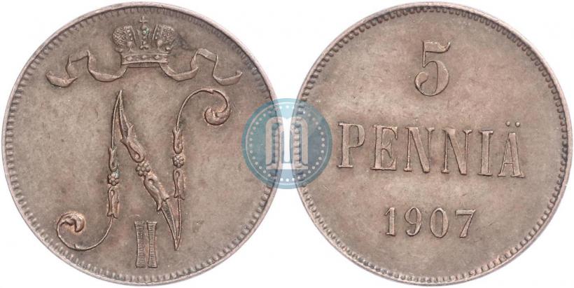 Picture 5 pennia 1907 year  