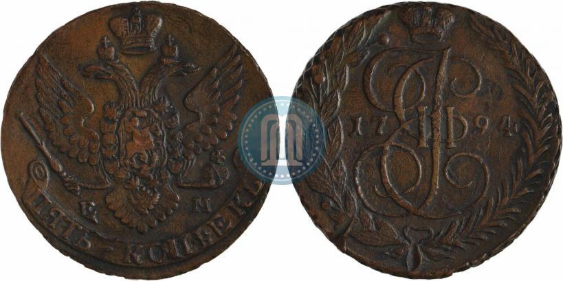 Фото 5 копеек 1794 года ЕМ 