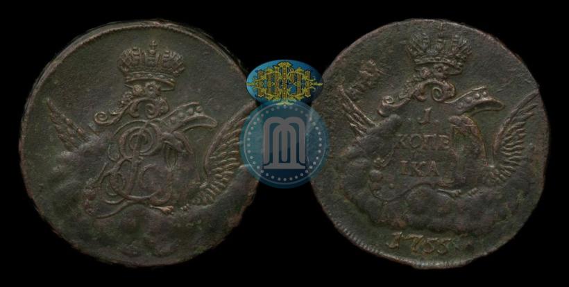 Picture 1 kopeck 1755 year  
