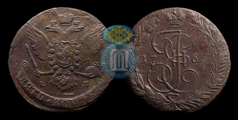 Фото 5 копеек 1765 года ЕМ 