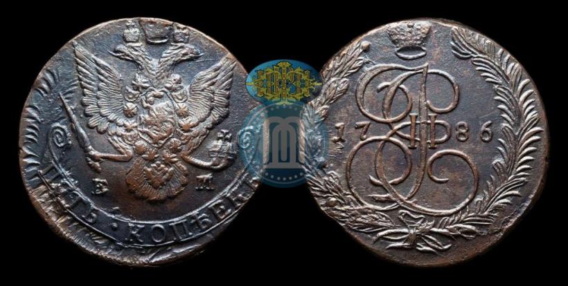 Фото 5 копеек 1786 года ЕМ 