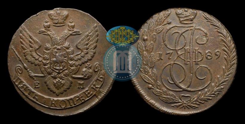Picture 5 kopecks 1789 year ЕМ 