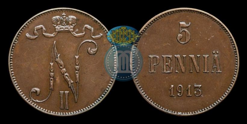 Picture 5 pennia 1913 year  