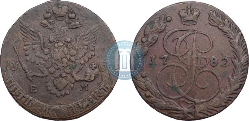 Picture 5 kopecks 1782 year ЕМ 