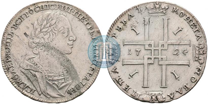 Фото 1 рубль 1724 года  "Портрет в античных доспехах"