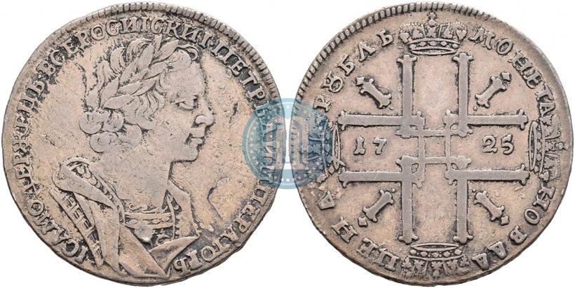Фото 1 рубль 1725 года  "Портрет в античных доспехах"