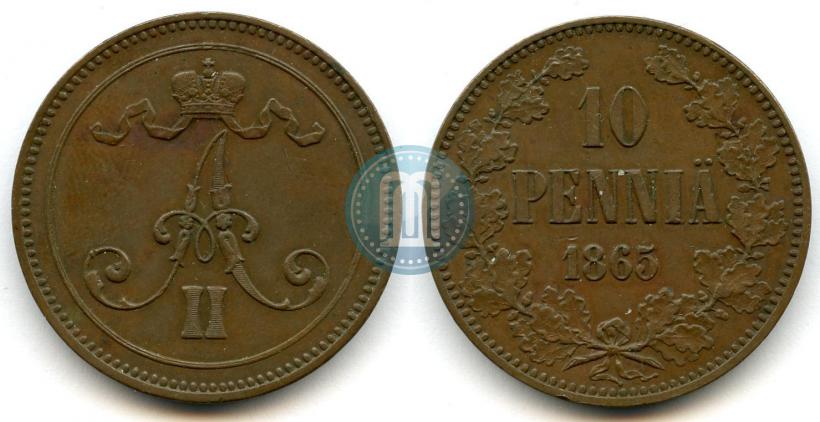 Фото 10 пенни 1865 года  