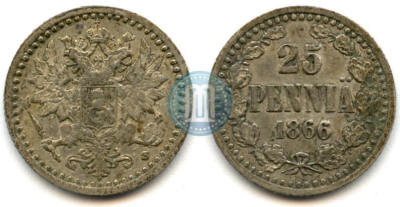 Фото 25 пенни 1866 года S 