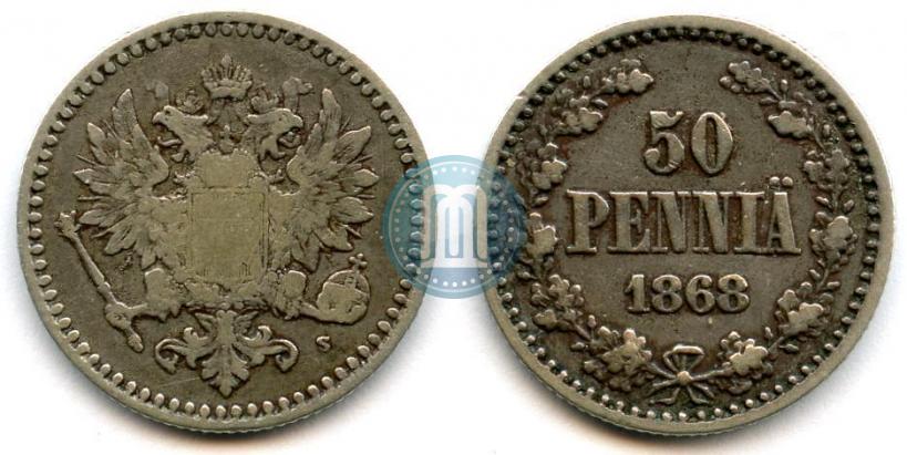 Фото 50 пенни 1868 года S 