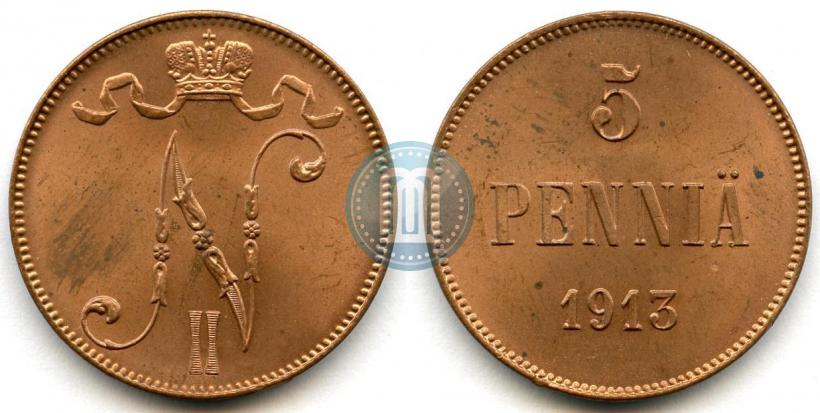 Picture 5 pennia 1913 year  