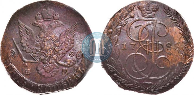 Фото 5 копеек 1788 года ЕМ 