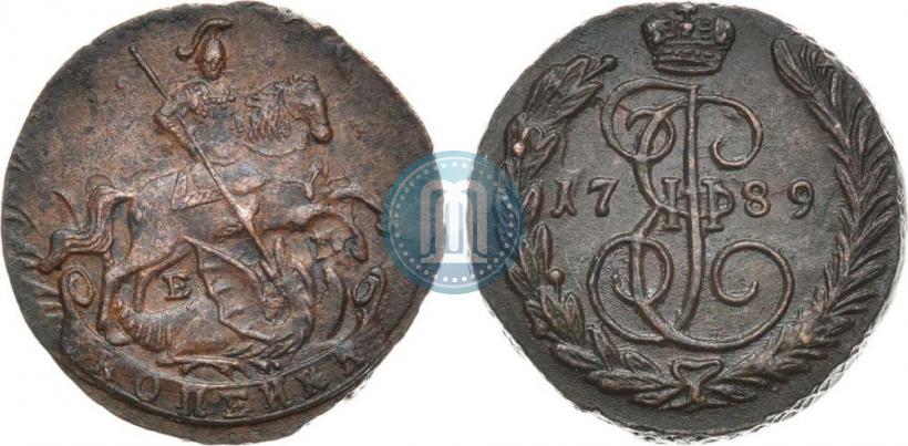 Picture 1 kopeck 1789 year ЕМ 