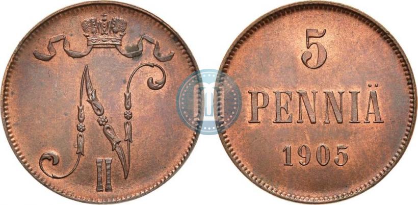 Picture 5 pennia 1905 year  