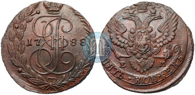 Picture 5 kopecks 1788 year ЕМ 