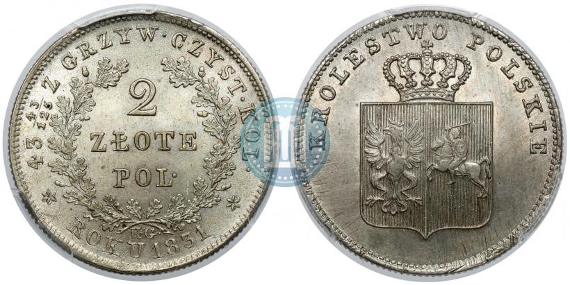 Picture 2 złote 1831 year KG "Polish uprising"
