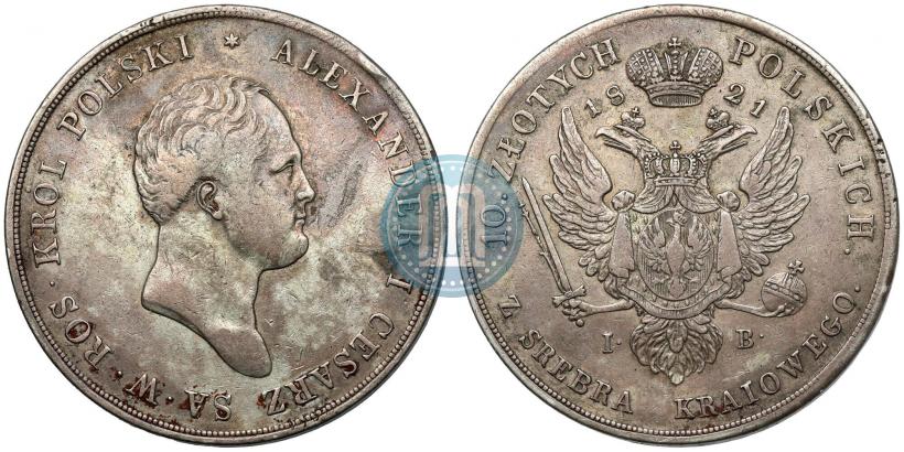 Picture 10 złotych 1821 year IB 