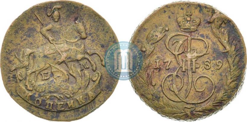 Picture 1 kopeck 1789 year ЕМ 